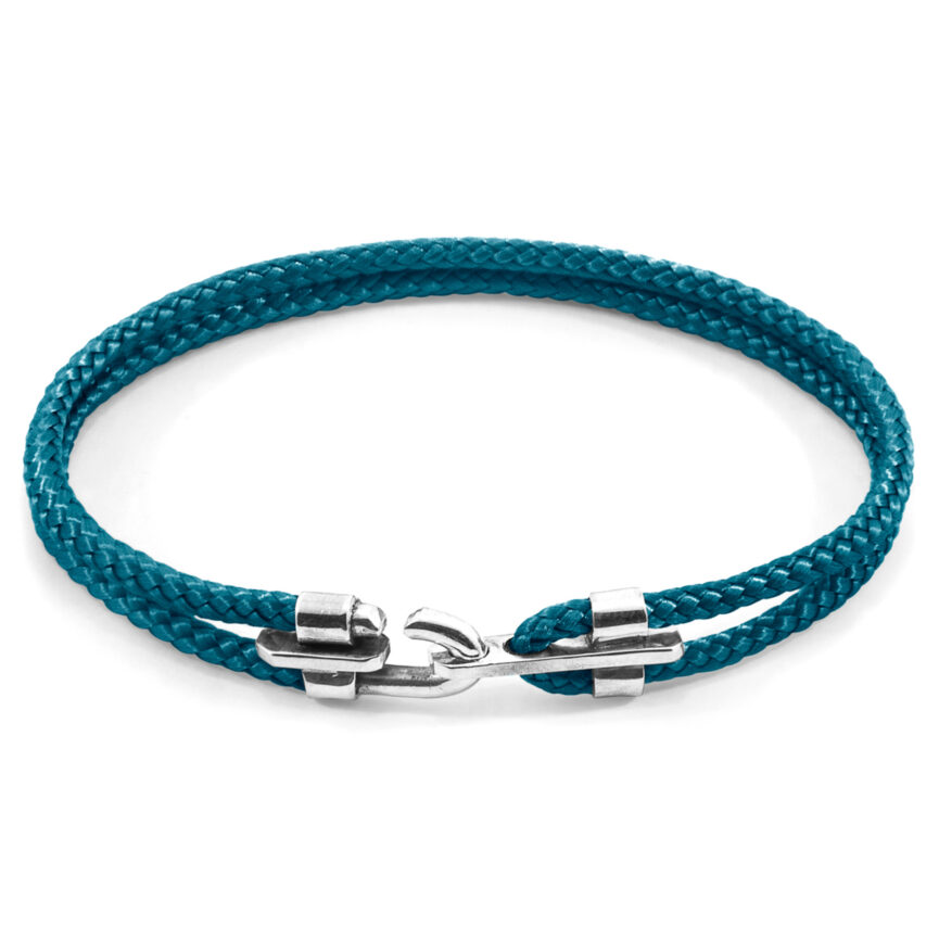 Ocean Blue Canterbury Silver and Rope Bracelet