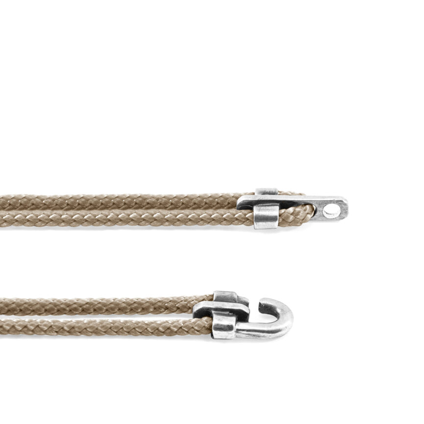 Sand Brown Canterbury Silver and Rope Bracelet