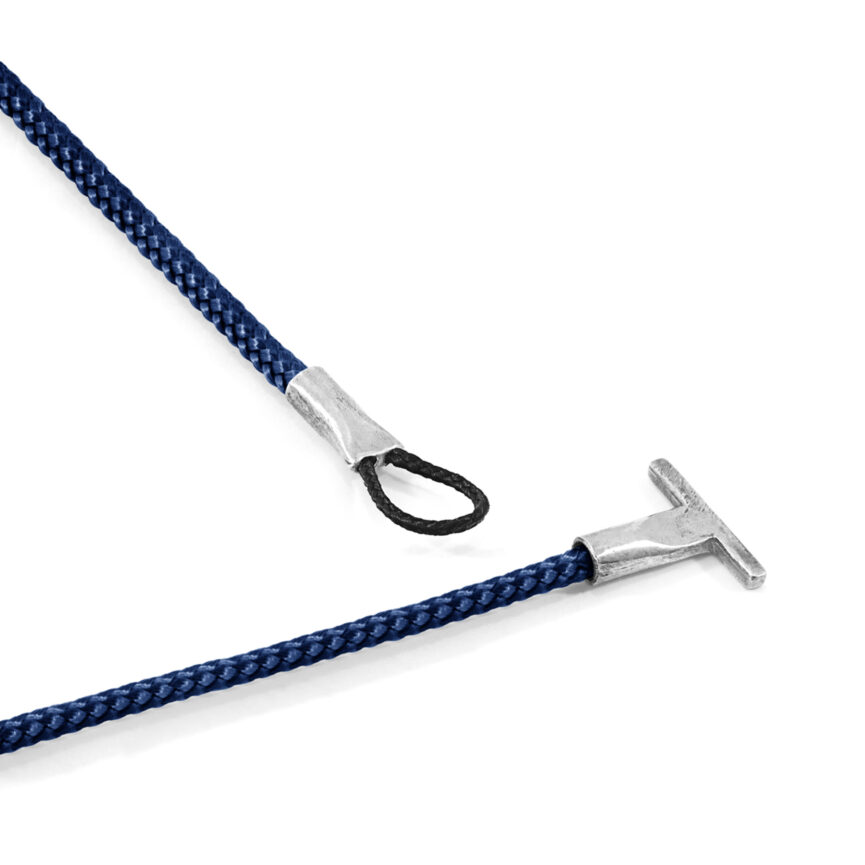 Navy Blue Cambridge Silver and Rope Bracelet