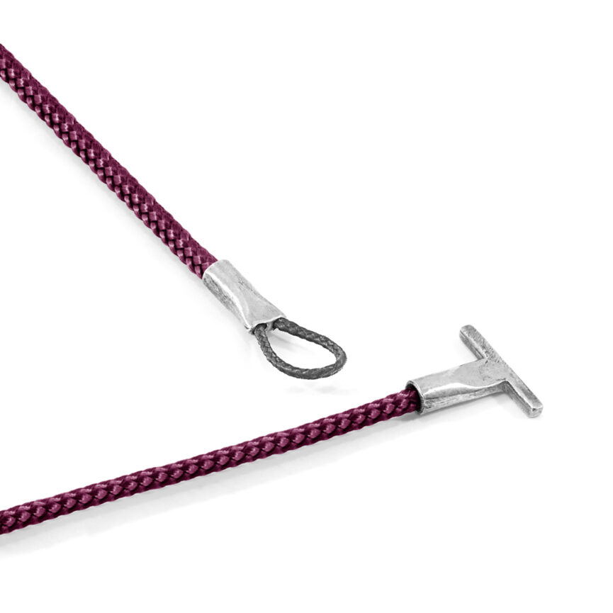 Aubergine Purple Cambridge Silver and Rope Bracelet