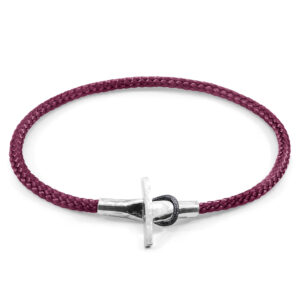 Aubergine Purple Cambridge Silver and Rope Bracelet