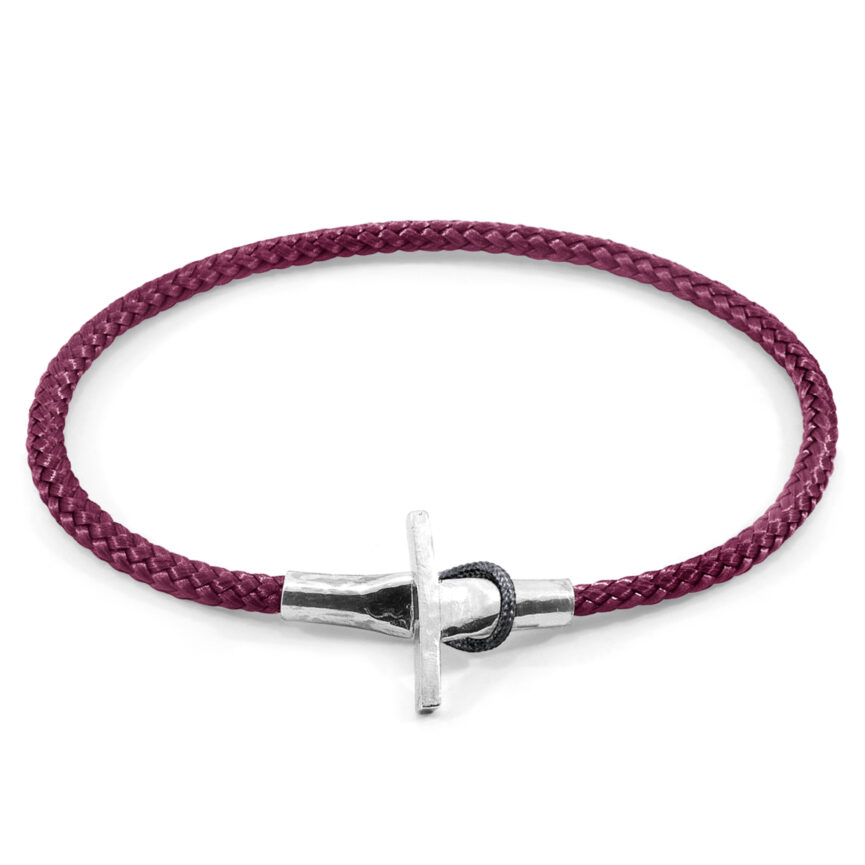 Aubergine Purple Cambridge Silver and Rope Bracelet