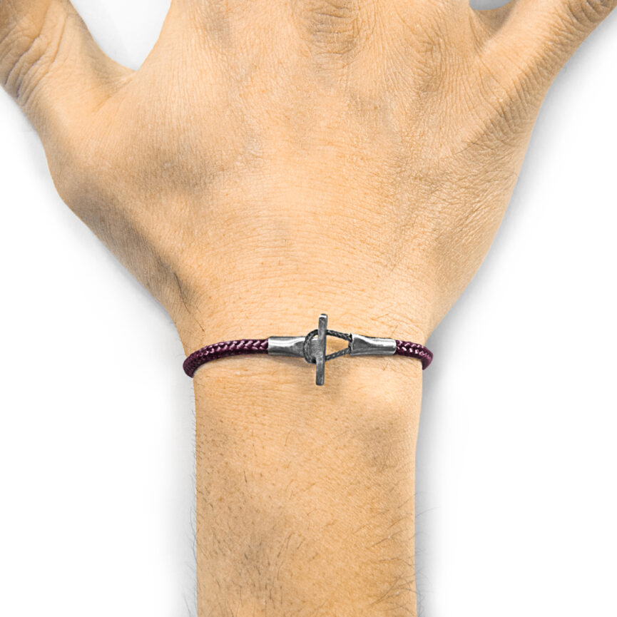 Aubergine Purple Cambridge Silver and Rope Bracelet