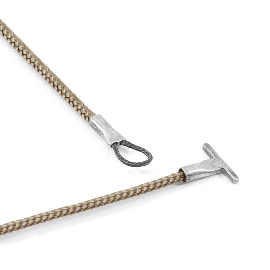 Sand Brown Cambridge Silver and Rope Bracelet