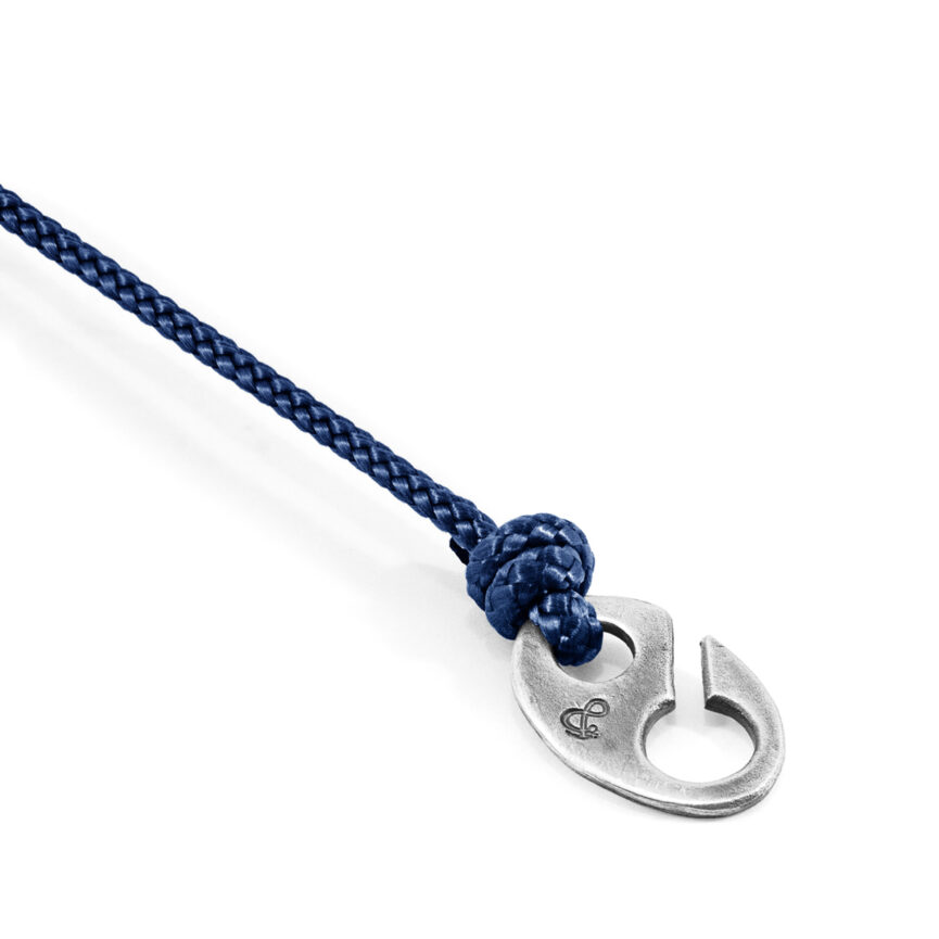 Navy Blue Windsor Silver and Rope Bracelet