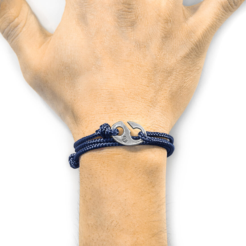Navy Blue Windsor Silver and Rope Bracelet
