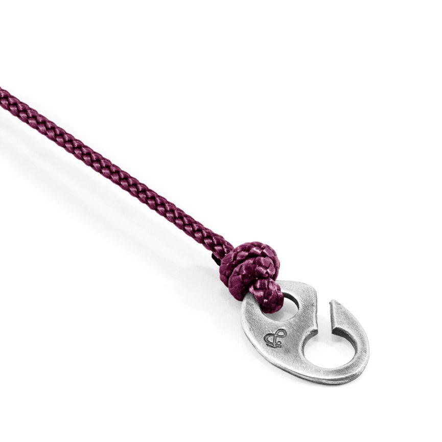 Aubergine Purple Windsor Silver and Rope Bracelet