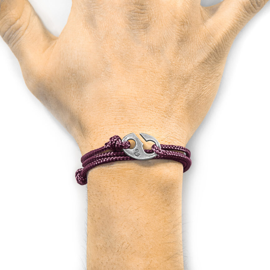 Aubergine Purple Windsor Silver and Rope Bracelet