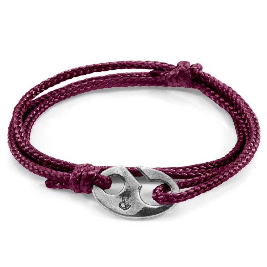 Aubergine Purple Windsor Silver and Rope Bracelet