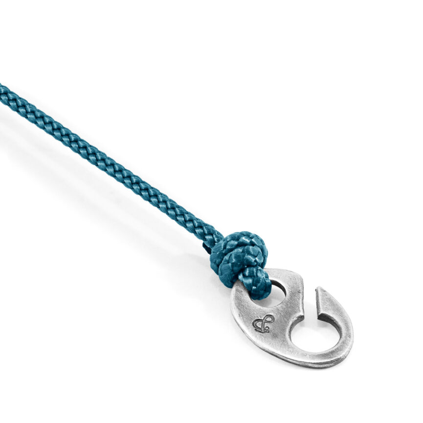 Ocean Blue Windsor Silver and Rope Bracelet