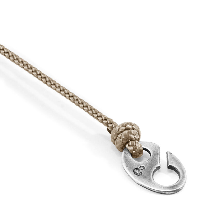 Sand Brown Windsor Silver and Rope Bracelet