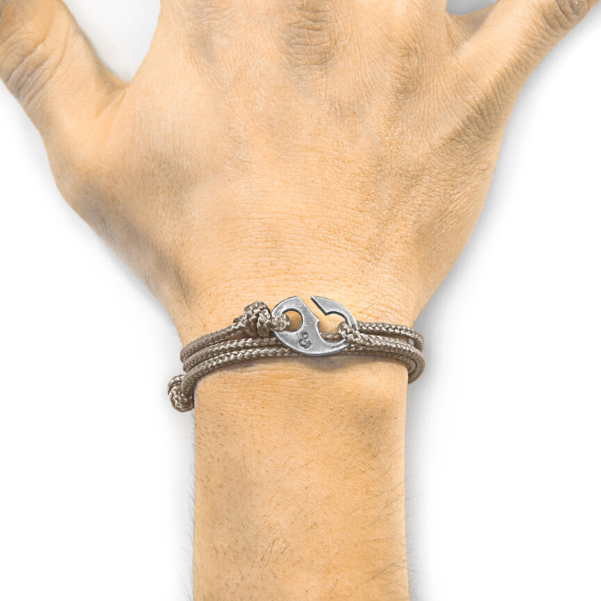 Sand Brown Windsor Silver and Rope Bracelet