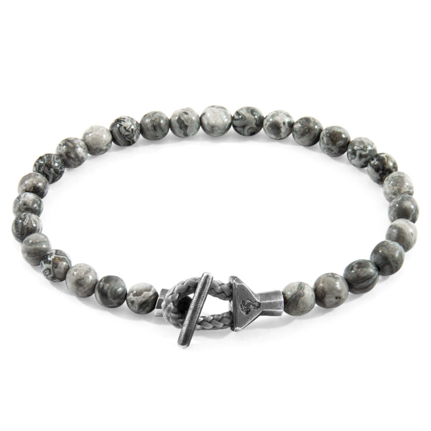 Grey Jasper Mantaro Silver and Stone Bracelet