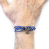 Royal Blue Clyde Anchor Silver and Braided Leather Bracelet