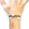 Khaki Green Delta Anchor Silver and Rope Bracelet