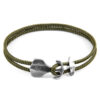 Khaki Green Delta Anchor Silver and Rope Bracelet