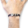 Dark Brown Delta Anchor Silver and Flat Leather Bracelet