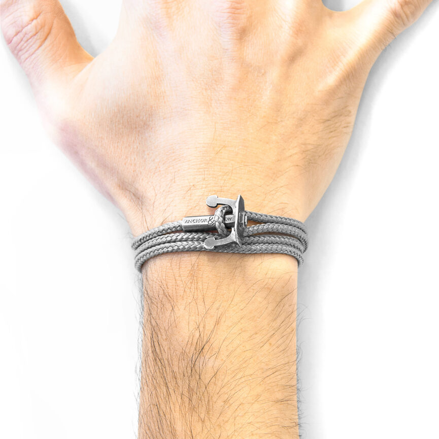 Classic Grey Union Anchor Silver and Rope Bracelet
