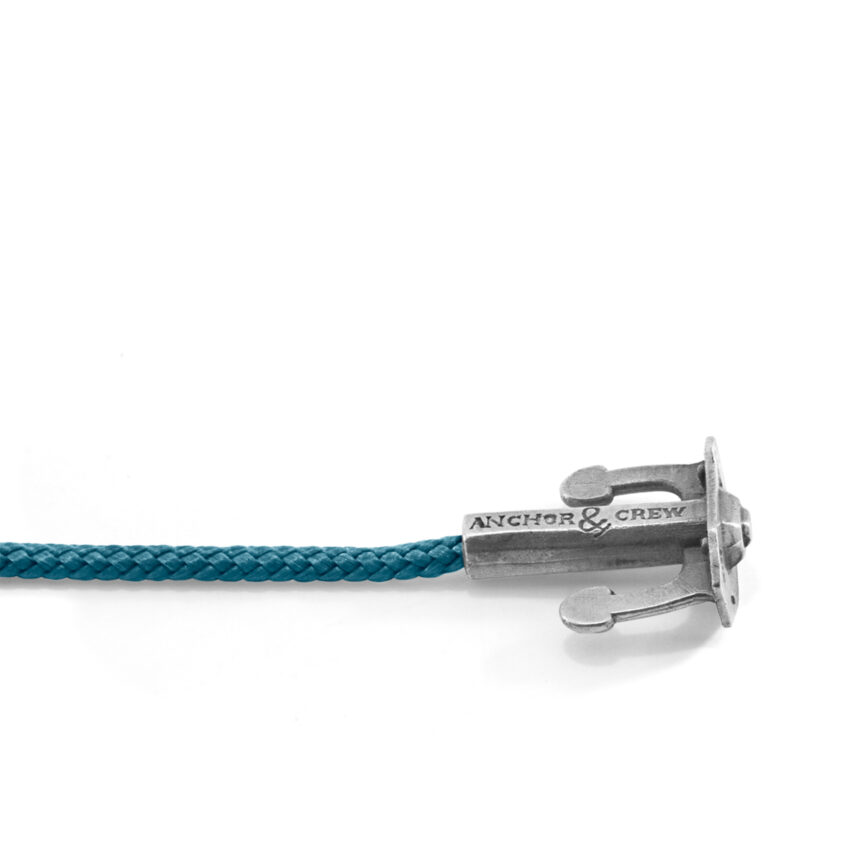 Ocean Blue Union Anchor Silver and Rope Bracelet