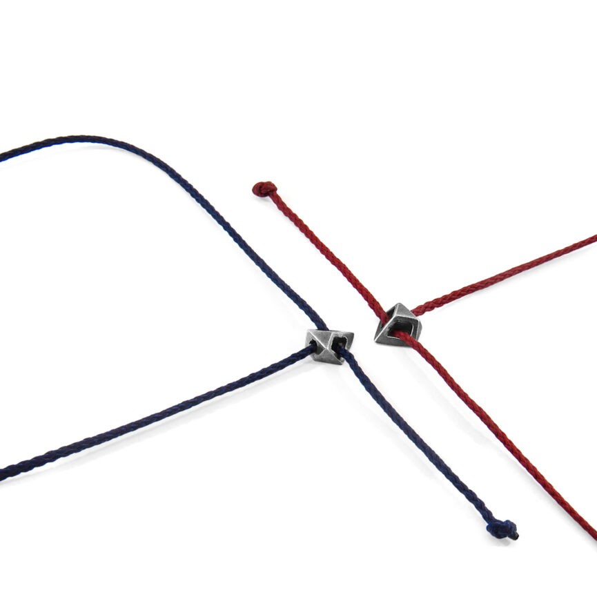 Navy Blue Arthur Silver and Rope SKINNY Bracelet