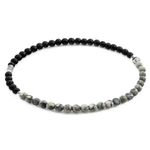 Grey Jasper and Black Onyx Alexander Silver and Stone SKINNY Bracelet