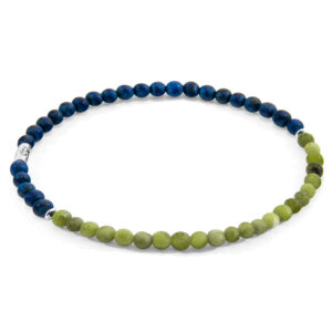 Green Jade and Blue Sodalite Alexander Silver and Stone SKINNY Bracelet