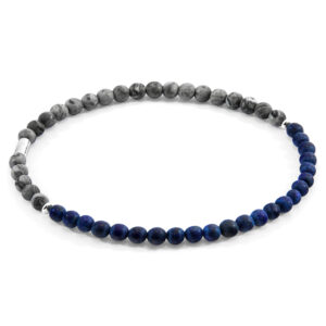 Blue Sodalite and Grey Jasper Alexander Silver and Stone SKINNY Bracelet