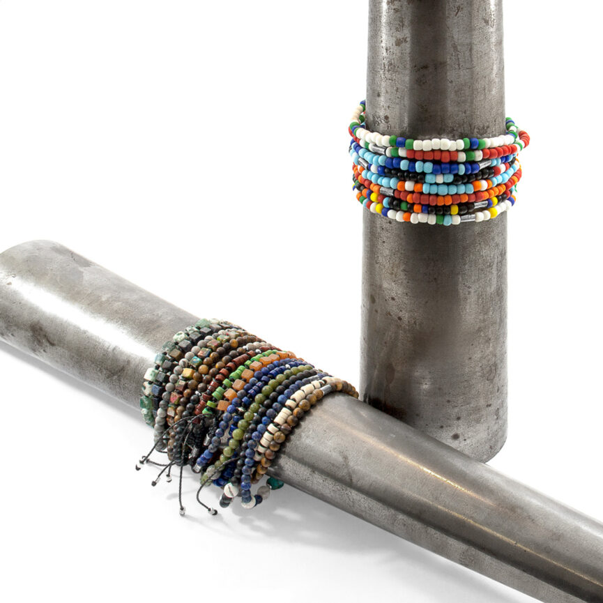 Multicoloured Imperial Jasper Ralph Silver and Stone SKINNY Macrame Bracelet