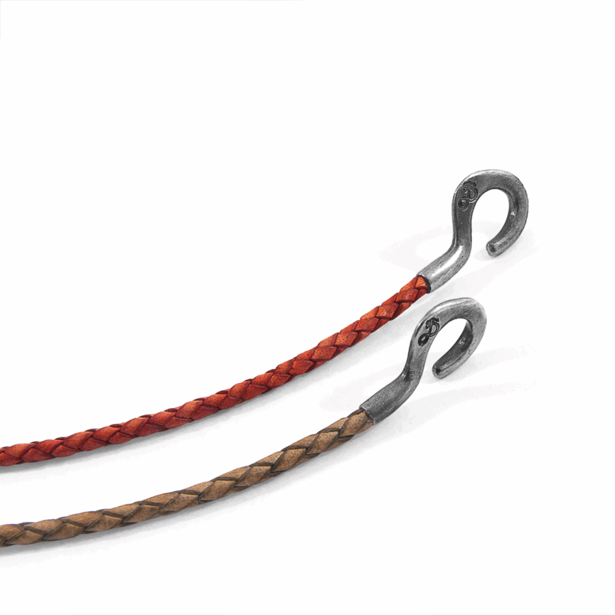 Taupe Grey Charles Silver and Braided Leather SKINNY Bracelet