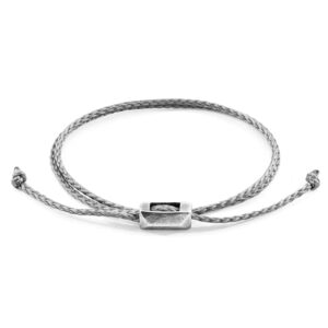 Classic Grey Edward Silver and Rope SKINNY Bracelet