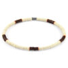 Cream White - Brown Finley Silver and Vinyl Disc SKINNY Bracelet