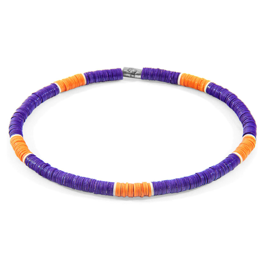 Purple - Orange Finley Silver and Vinyl Disc SKINNY Bracelet
