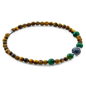 Brown Tigers Eye, Green Jade and Blue Sodalite Frederick Silver and Stone SKINNY Bracelet