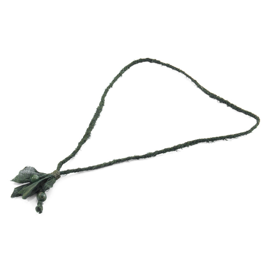 Green Jade Marcus Silver, Stone and Braided Cotton Voile SKINNY Necklace x Wrap Bracelet