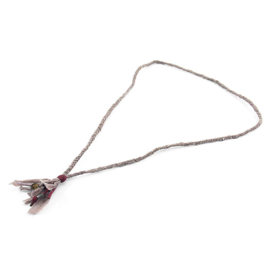 Brown Tigers Eye Marcus Silver, Stone and Braided Cotton Voile SKINNY Necklace x Wrap Bracelet