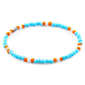Turquoise - Orange Oscar Silver and Glass SKINNY Bracelet