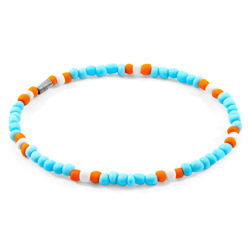 Turquoise - Orange Oscar Silver and Glass SKINNY Bracelet