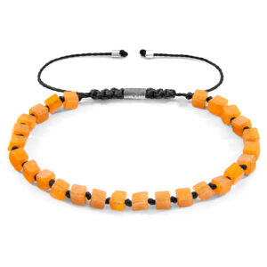 Orange Aventurine Ralph Silver and Stone SKINNY Macrame Bracelet