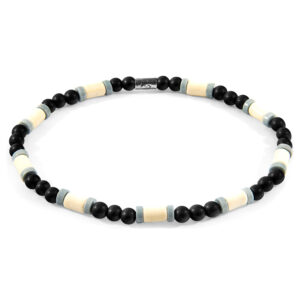 Off-White Turquoise, Grey Agate and Black Ebony Wood Samuel Silver and Stone SKINNY Bracelet