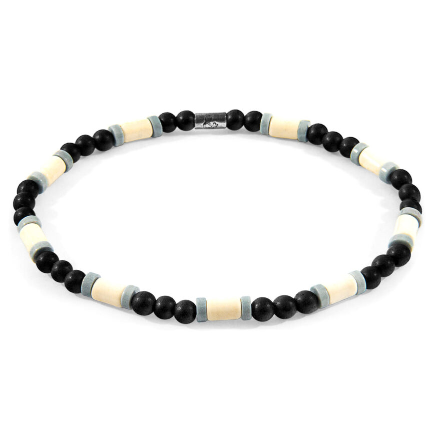 Off-White Turquoise, Grey Agate and Black Ebony Wood Samuel Silver and Stone SKINNY Bracelet