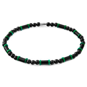 Black Turquoise, Green Agate and Black Ebony Wood Samuel Silver and Stone SKINNY Bracelet