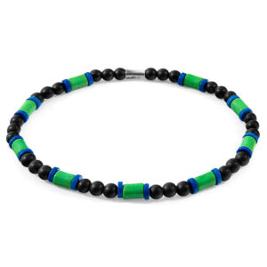 Green Turquoise, Blue Agate and Black Ebony Wood Samuel Silver and Stone SKINNY Bracelet