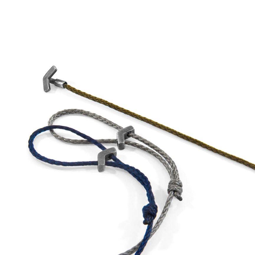 Navy Blue William Silver and Rope SKINNY Bracelet