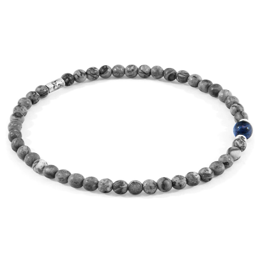 Grey Jasper and Blue Sodalite Walter Silver and Stone SKINNY Bracelet