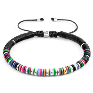 Multicoloured Kariba Silver and Vinyl Disc Macrame Bracelet