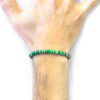 Green Kariba Silver and Vinyl Disc Macrame Bracelet