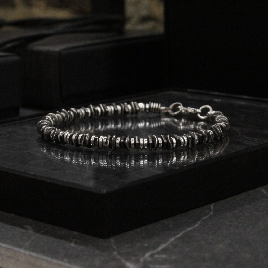 Jagged Sterling Silver Beaded Bracelet