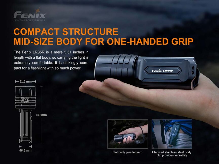 Fenix LR35R Rechargeable Flashlight - 10000 Lumens