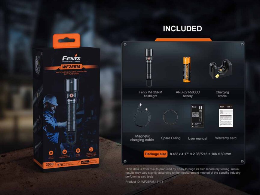 Fenix WF25RM Rechargeable Work Flashlight with Charging Dock