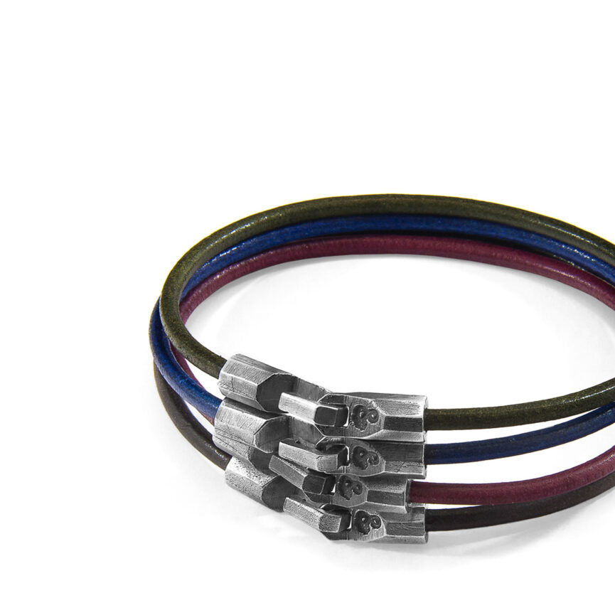 Raven Black Talbot Silver and Round Leather Bracelet